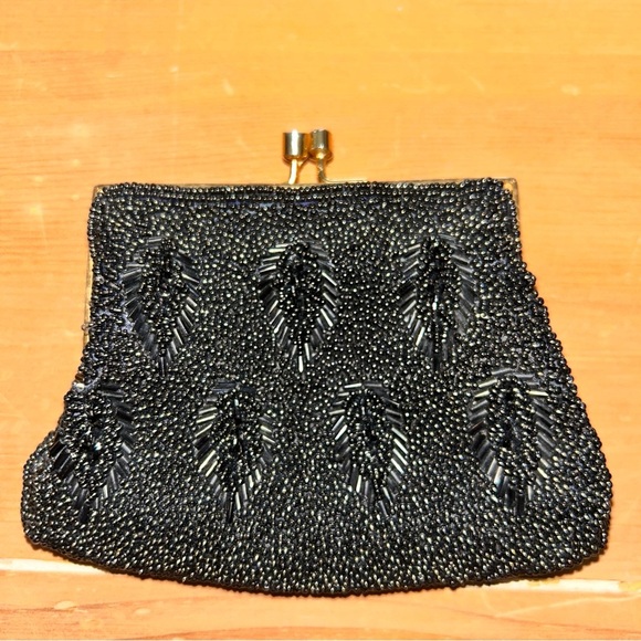 Elegant Black Beaded Clutch - Picture 1 of 4